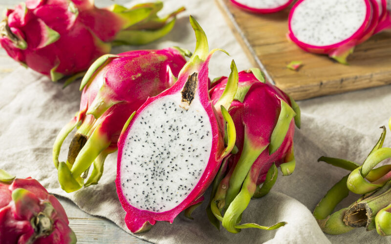 dragon fruit being prepared in kitchen